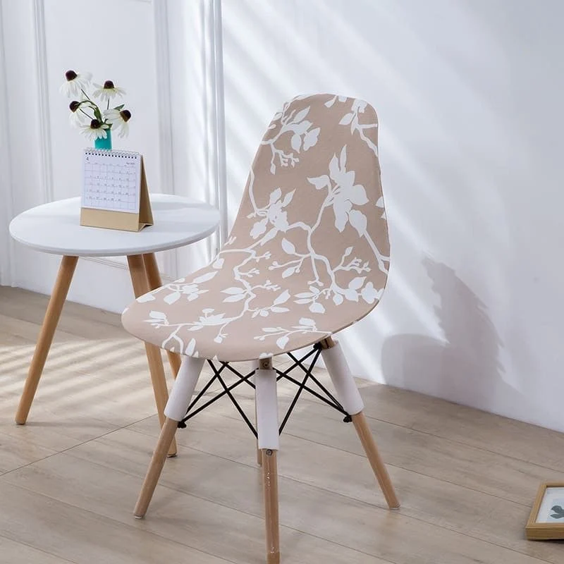Housse chaise Scandinave Fleurie (Beige)