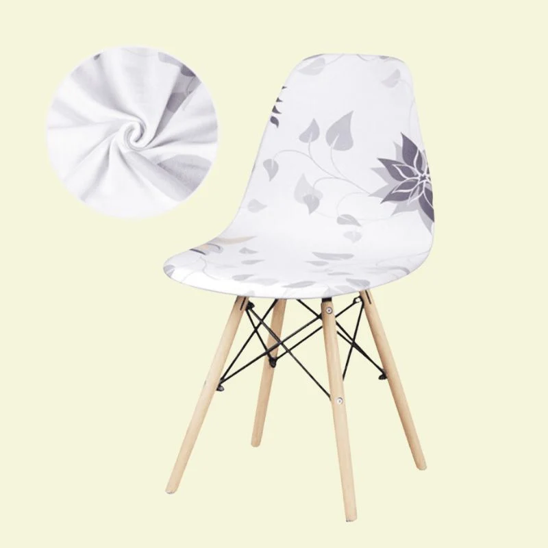 Housse chaise Scandinave Fleurie (Blanc)