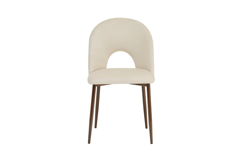 Chaise TEDDY Métal Effet Noyer Assise Velour Beige