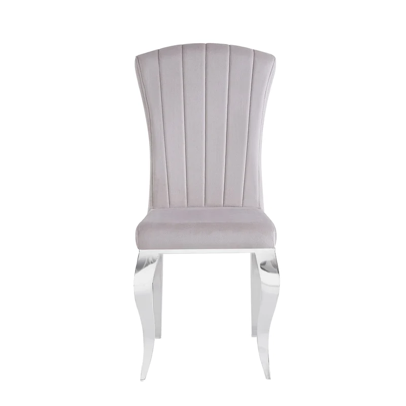 Chaises baroque Louis pied chrome tissu velours moka