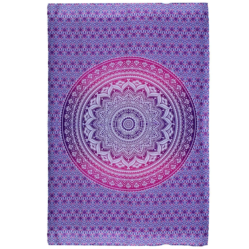 Couvre lit 100% coton, Mandala mauve et rose