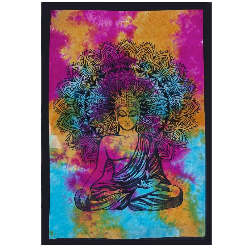 Couvre lit 100% coton, Buddha tie dye