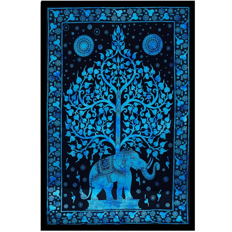 Couvre lit 100% coton, Arbre et Éléphant
