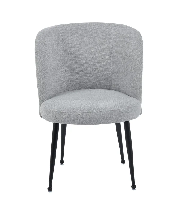CHAISE SACHA PIEDS METAL NOIR ASSISE GRIS TISSU EFFET LIN