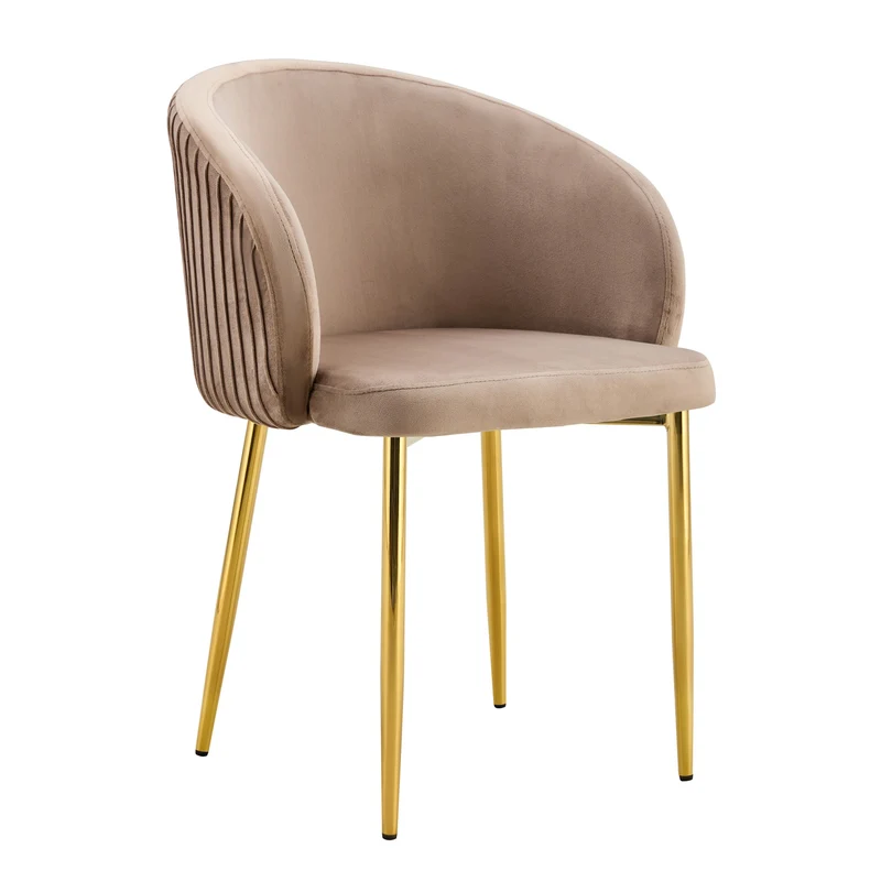 CHAISE AVEC ACCOUDOIR CARLITA TAUPE PIED GOLD