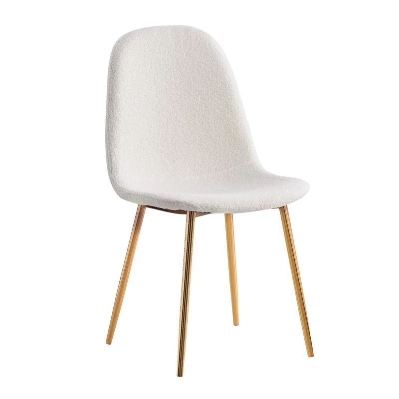 CHAISE SCANDINAVE BONNIE BEIGE MOLLETONNE DOUDOU PIEDS GOLD