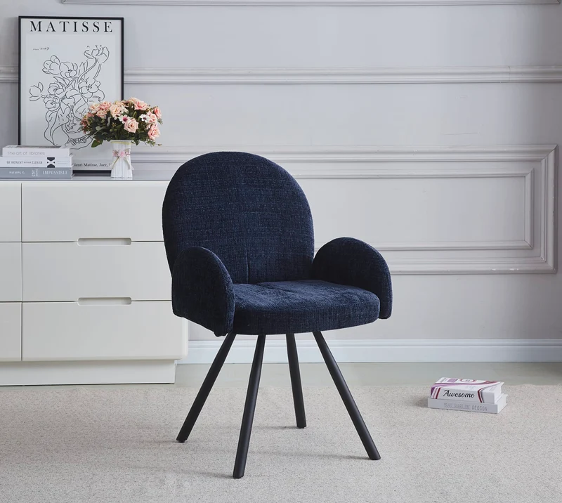 CHAISE AVEC ACCOUDOIR MIMI METAL NOIR BLEU