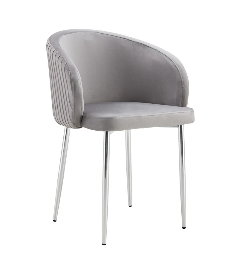 CHAISE AVEC ACCOUDOIR CARLITA GRIS PIED CHROME