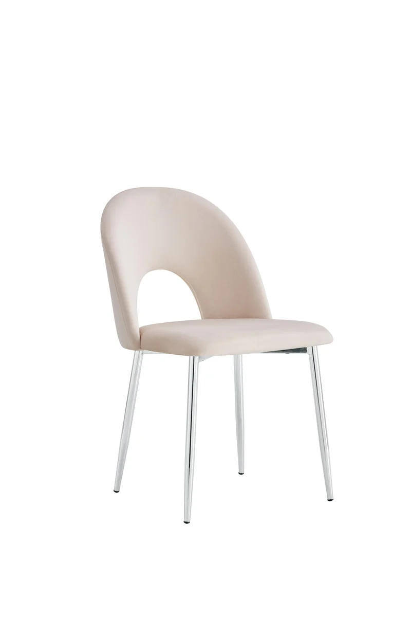 CHAISE TEDDY BEIGE PIED CHROME