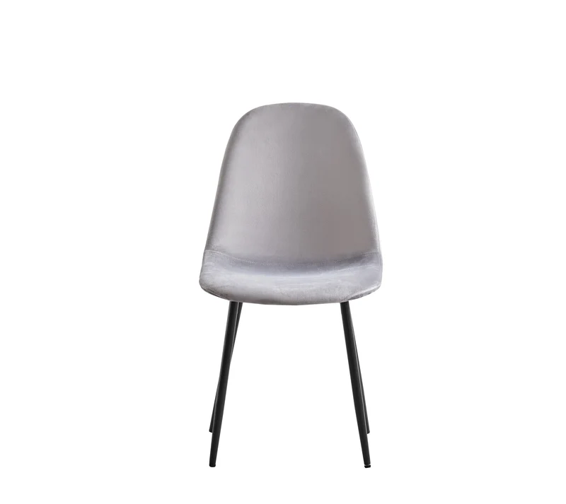 CHAISE SCANDINAVE PIED NOIR VELOURS GRIS