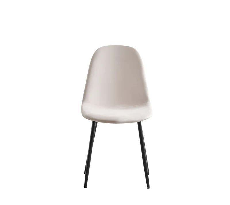 CHAISE SCANDINAVE PIED NOIR VELOURS BEIGE