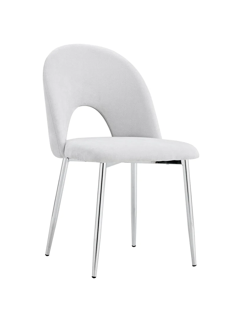 CHAISE TEDDY CHENILLE LIGHT GREY PIED CHROME