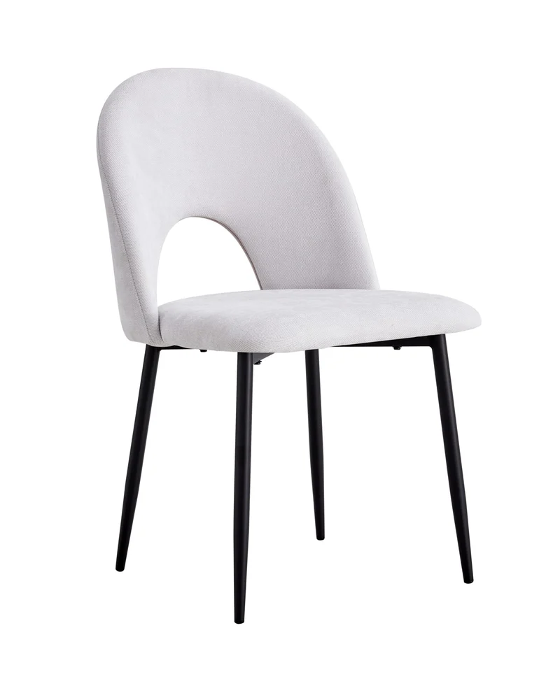 CHAISE TEDDY CHENILLE LIGHT GREY PIED METAL NOIR