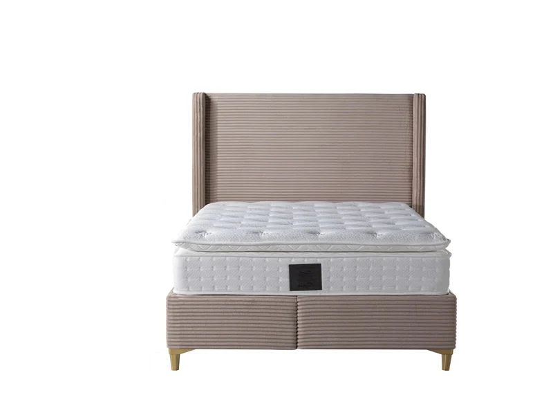 LIT COFFRE VENUS COTELE TAUPE 140X190CM