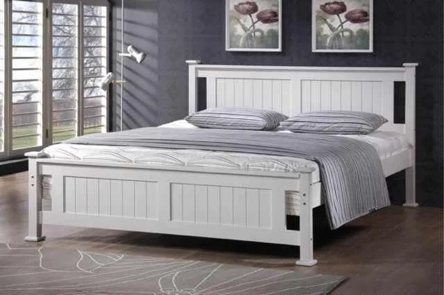 LIT BATNA EN BOIS BLANC 140x190cm
