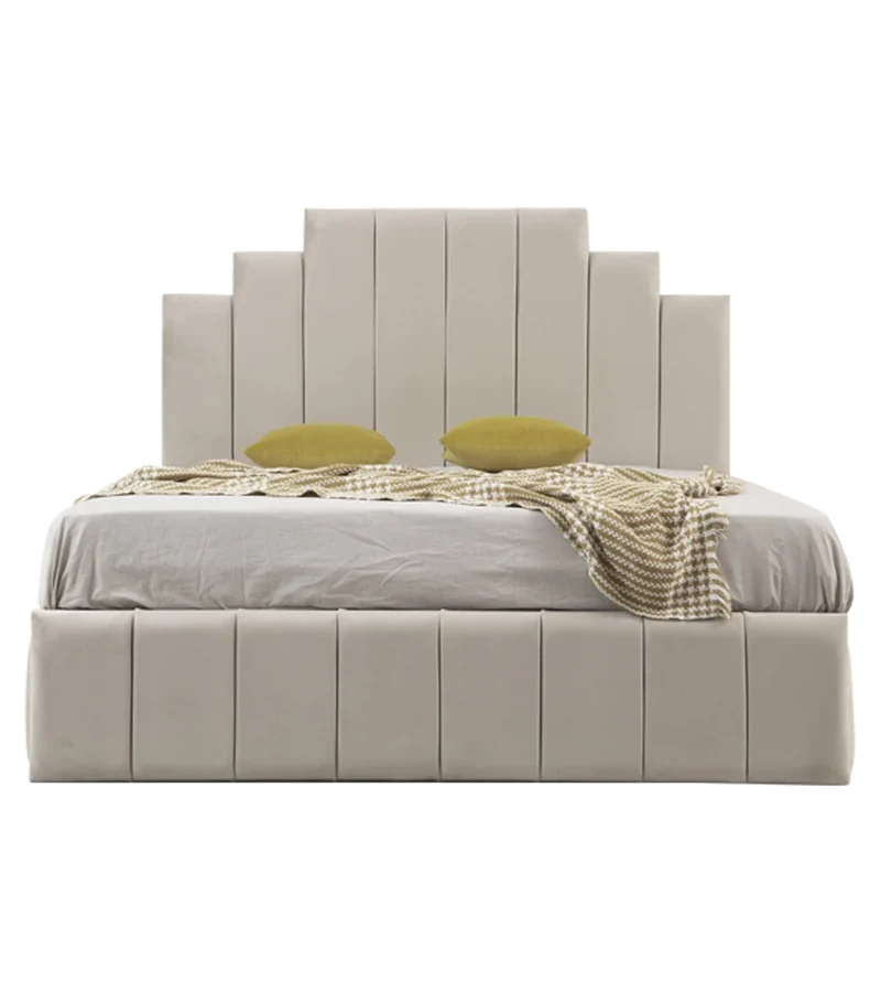 Cadre de Lit Pyramide Beige - Raffinement et Confort