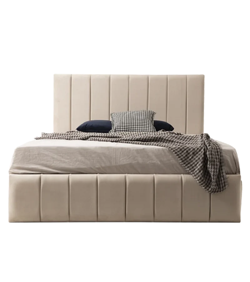 Cadre de Lit Polo Beige - Confort Luxueux et Design