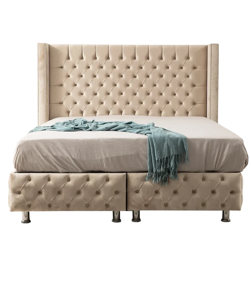 Lit Coffre Armony Beige - Confort, Élégance et Fonctionnalité