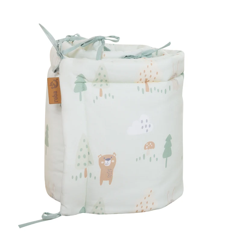Kinderbettgarnitur 'Woodland Buddies' 4-teilig - Himmel, Nestchen & Bettwäsche - Pastellgrün