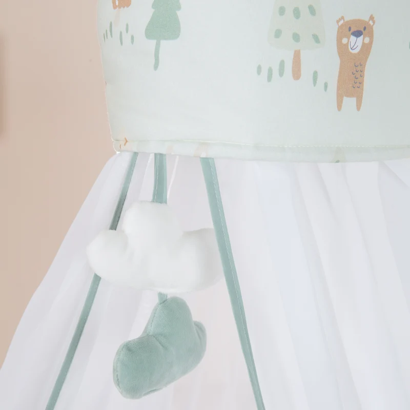 Kinderbettgarnitur 'Woodland Buddies' 4-teilig - Himmel, Nestchen & Bettwäsche - Pastellgrün