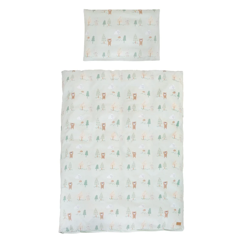 Bettwäsche 'Woodland Buddies' - Bezug für Decke 100 x 135 cm + Kissen 40 x 60 cm - Pastellgrün