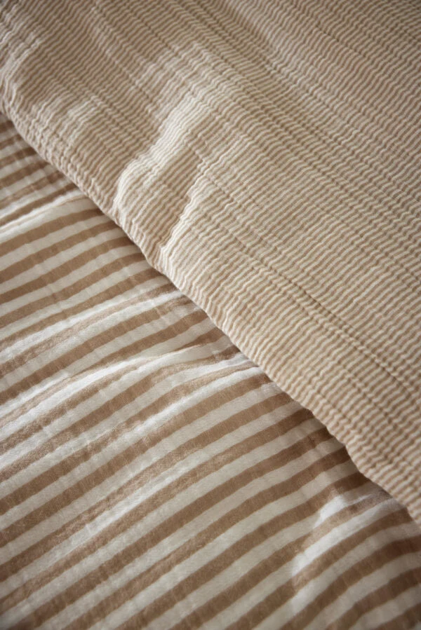Housse de couette réversible 140 x 200 cm Gaze de coton ROMIE Ficelle