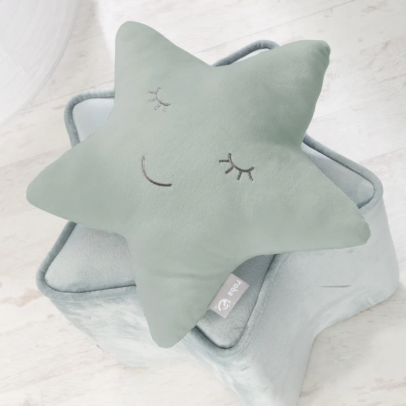 Kuschelkissen Stern 'roba Style' frosty green, flauschiges Dekokissen für Baby- & Kinderzimmer