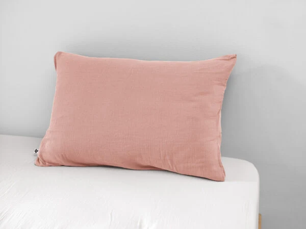 Taie d’oreiller 50 x 70 cm Gaze de coton unie GAÏA Rose pêche