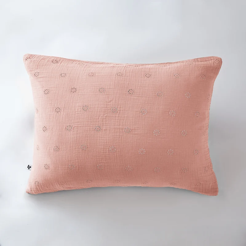 Taie d’oreiller 50 x 70 cm Gaze de coton GAÏA BOHO Rose pêche