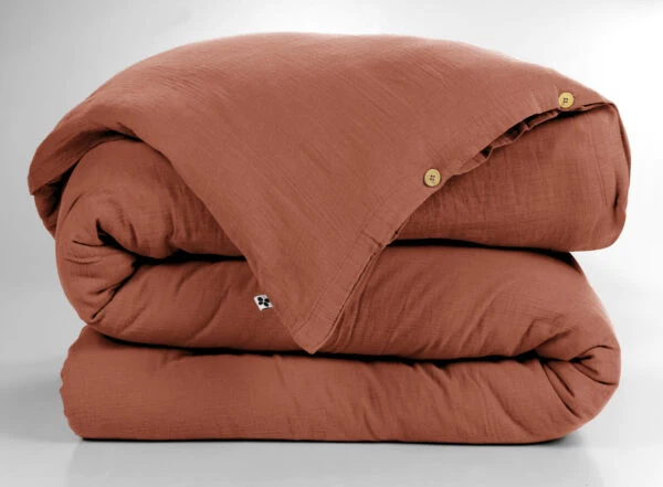 Housse de couette 140 x 200 cm Gaze de coton unie GAÏA Terracotta