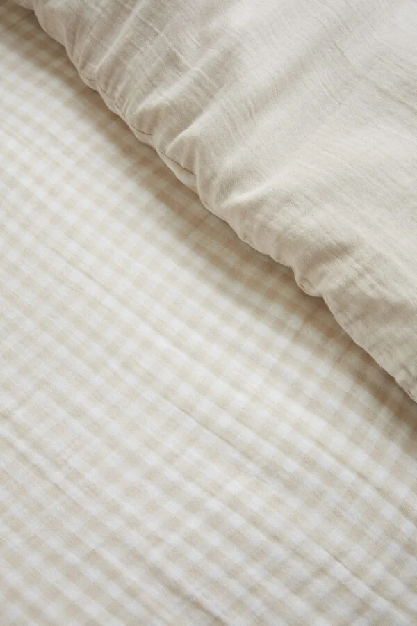 Housse de couette réversible 140 x 200 cm Gaze de coton tissée teinte VICKIE Pampa
