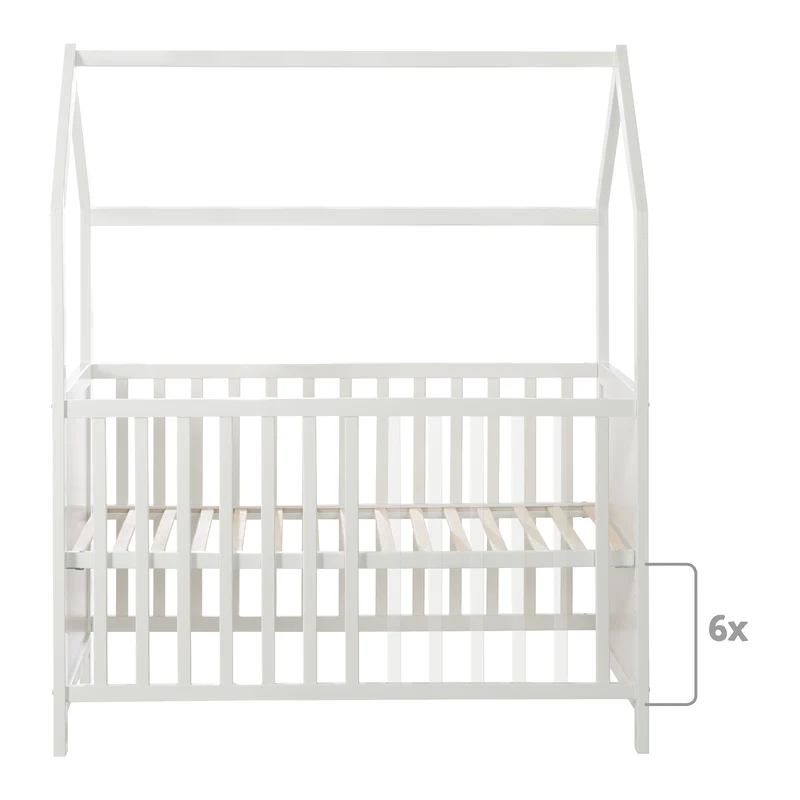 Hausbett 60 x 120 cm, FSC zertifiziert, taupe, 6-fach verstellbar, als Baby- & Beistellbett geeignet