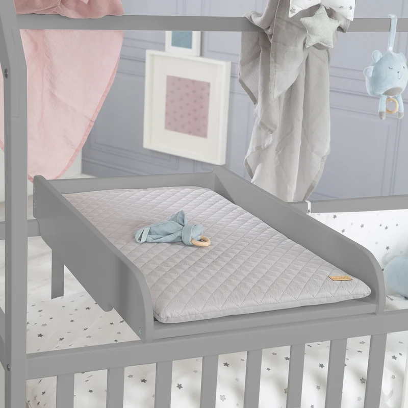 Hausbett 60 x 120 cm, FSC zertifiziert, taupe, 6-fach verstellbar, als Baby- & Beistellbett geeignet