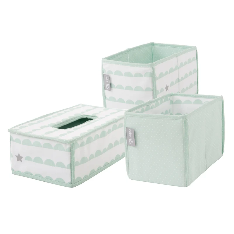 Pflegeorganizer-Set 'Happy Cloud', 3-tlg, 2 Boxen für Windeln & Zubehör, 1 Feuchtücherbox, mint