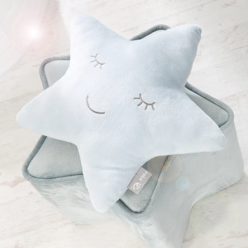 Kuschelkissen Stern 'roba Style', Hellblau/Sky, flauschiges Dekokissen für Baby- & Kinderzimmer