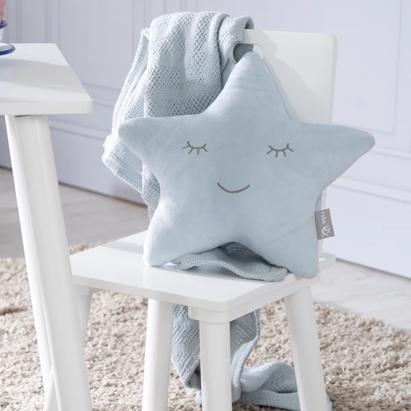 Kuschelkissen Stern 'roba Style', Hellblau/Sky, flauschiges Dekokissen für Baby- & Kinderzimmer