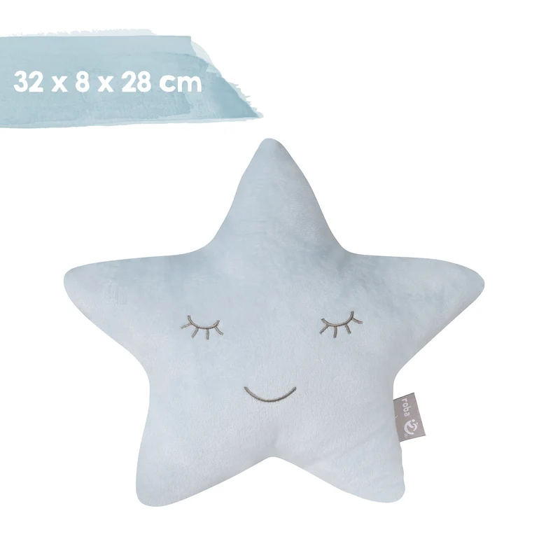 Kuschelkissen Stern 'roba Style', Hellblau/Sky, flauschiges Dekokissen für Baby- & Kinderzimmer