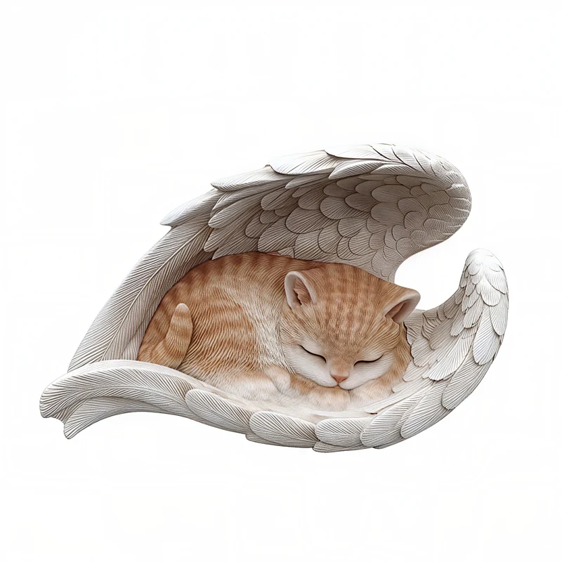 CITRUS SERAPH™ – VIBRANT ORANGE ANGEL CAT FIGURINE – 87630-A