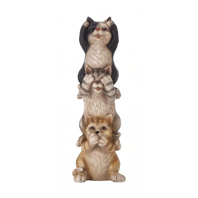 STACKING CATS™ – HEAR / SEE / SPEAK NO EVIL – POLYRESIN STATUE – 75618-C