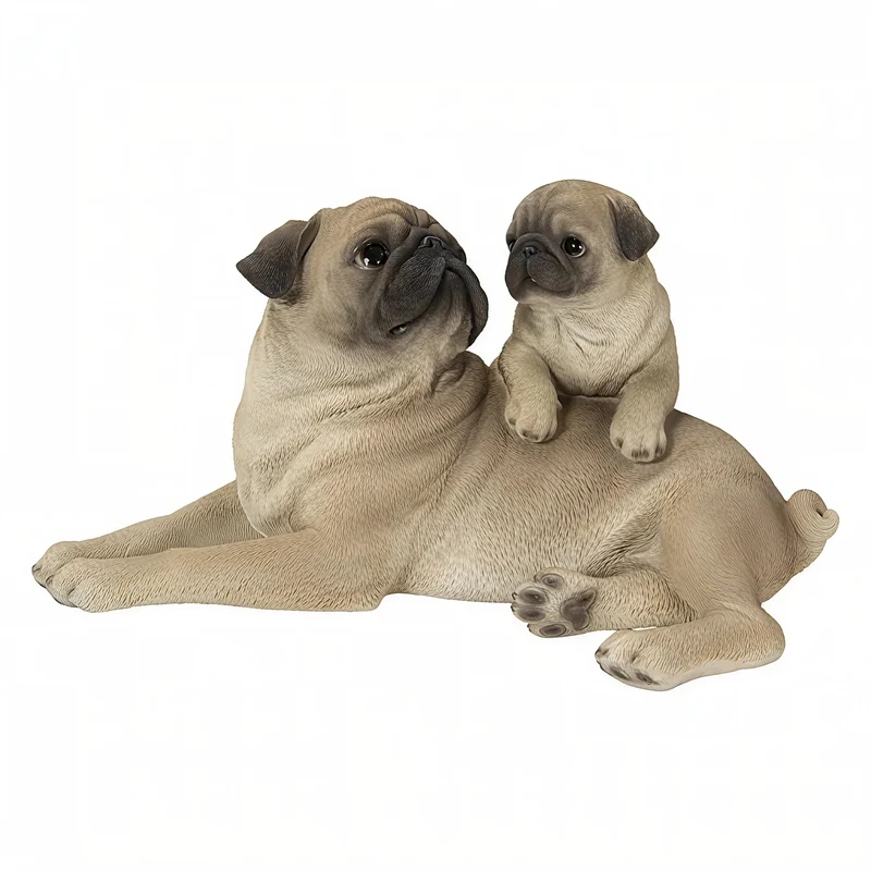 MOTHER & BABY PUGS™ – HEARTWARMING PUG FAMILY STATUE – 87638-F
