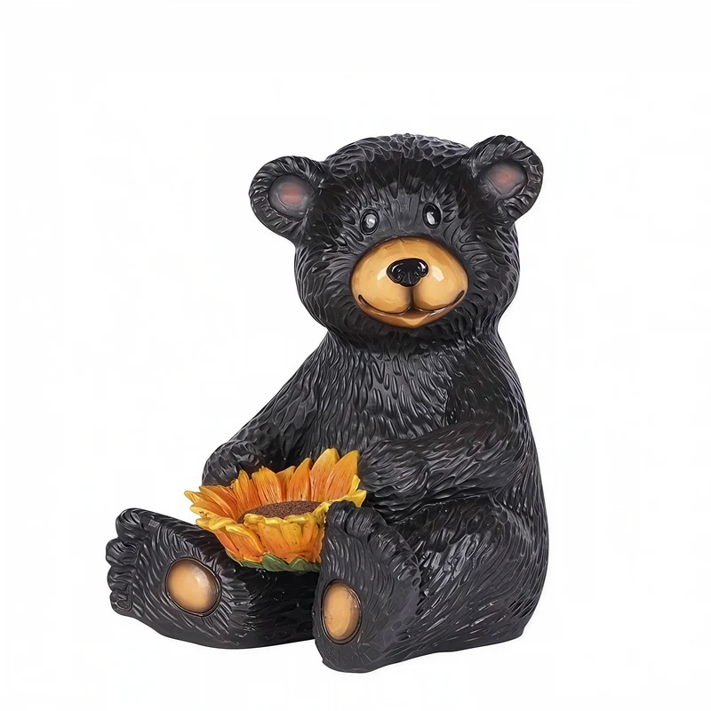 BEAR CUB™ – HOLDING SUNFLOWER GARDEN STATUE – 75619-I
