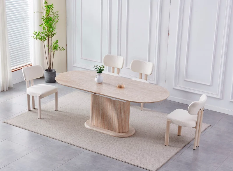 Table a manger rallonge Vanessa Travertin