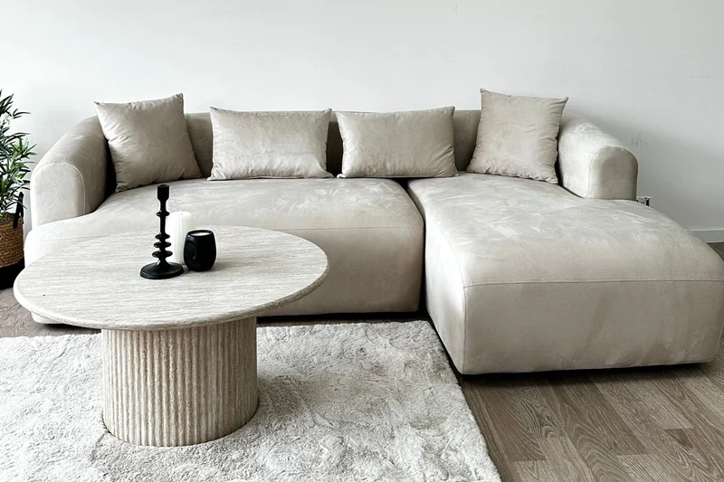 Canapé d'Angle Ela Velours Beige