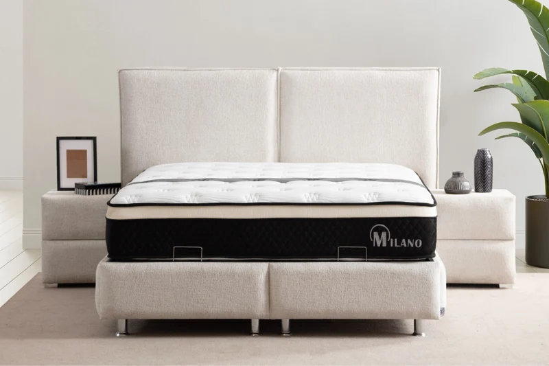 LIT COFFRE MAYA BLANC CASSE EN TISSUS CHENILLE