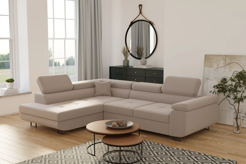 Canapé D'angle convertible Tony en velours Beige
