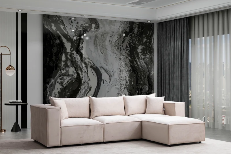 Canapé Elégance Velours Modulable 3+1 Pouf