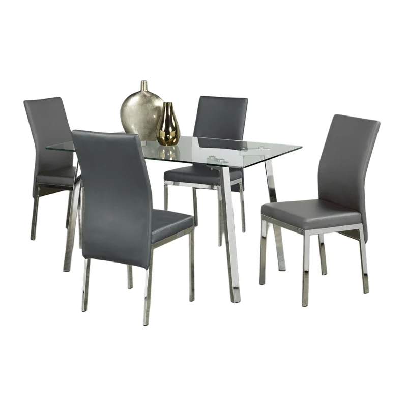Sleek Glass Dining Set with Chrome Legs – Model T-5065