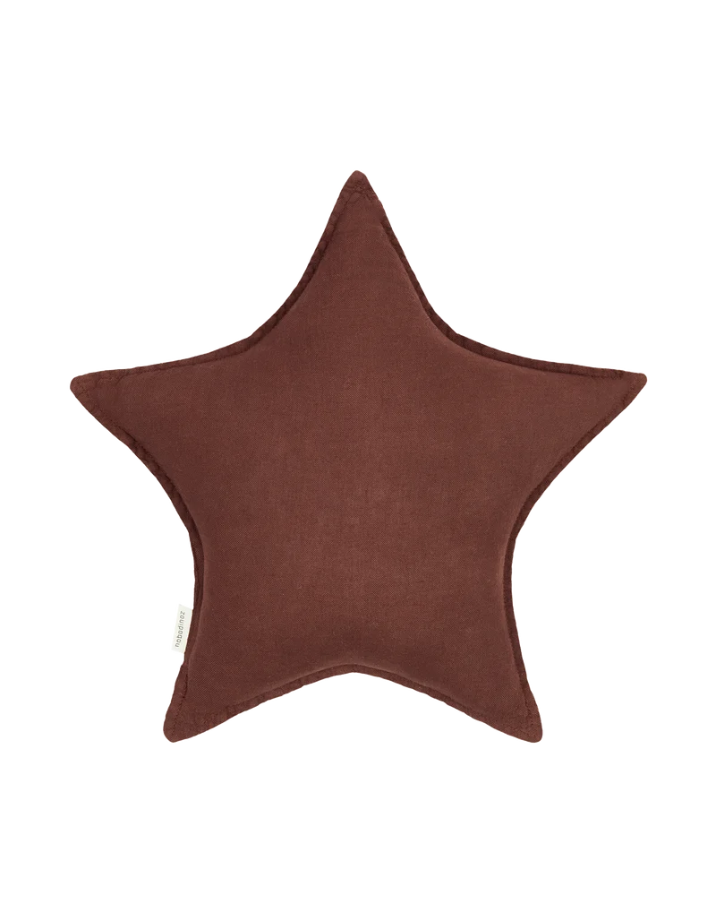 Star cushion in washed French linen L1N0