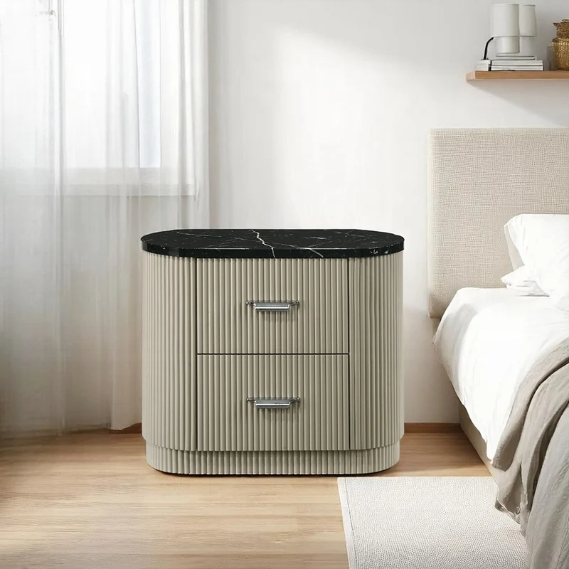 Rhone Luxury Chanel Nightstand - Greyish Beige