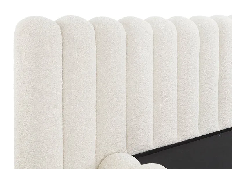 Lit coffre en tissu bouclette beige 160x200 cm GRETA